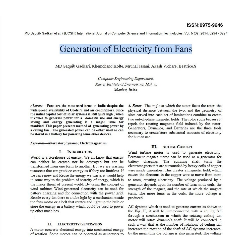 DIY Electricity Generation Guide Fan Power Project Engineering Paper Print